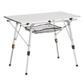 Folding Portable Camping Table Aluminum Outdoor Picnic Roll up Table Mesh Layer