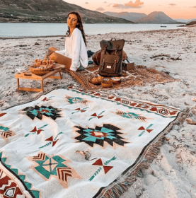 Portable Ramadan Vintage Picnic Mat, Bohemian Style Blanket, For Outdoor Picnic Camping (Option: 1PC)