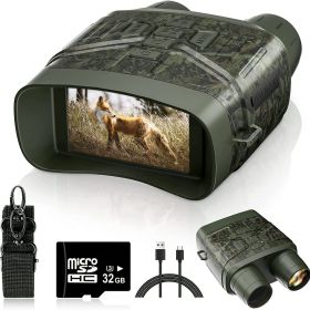 Night Vision Goggles - 4K Night Vision Binoculars For Adults; Camouflage 3'' Large Screen Binoculars Can Save Photo And Video With Rechargeable L (Color: Camouflage Color With 32G Memory Card)