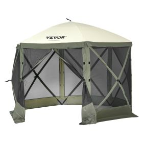 VEVOR Pop Up Gazebo Tent, Pop-Up Screen Tent 6 Sided Canopy Sun Shelter with 6 Removable Privacy Wind Cloths & Mesh Windows (Color: Military Green, Item Size: 10 x 10 ft)
