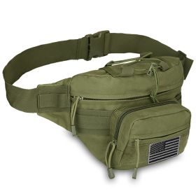 EDC Hunting Tactical Fanny Pack with USA Flag Patch (Color: Army Green)